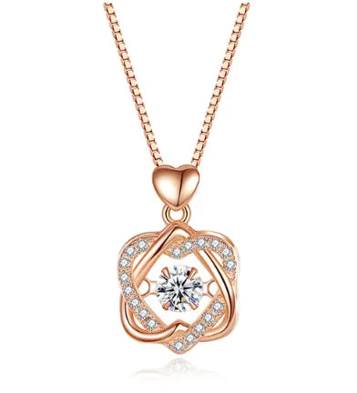 Smart Heart 925 Silver Plated Rose Gold Necklace